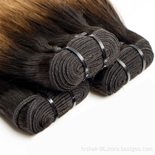 Factory Wholesale Cuticle Aligned T1b/27 Color Brazilian Straight Wave Virgin Hair Bundles With Closure